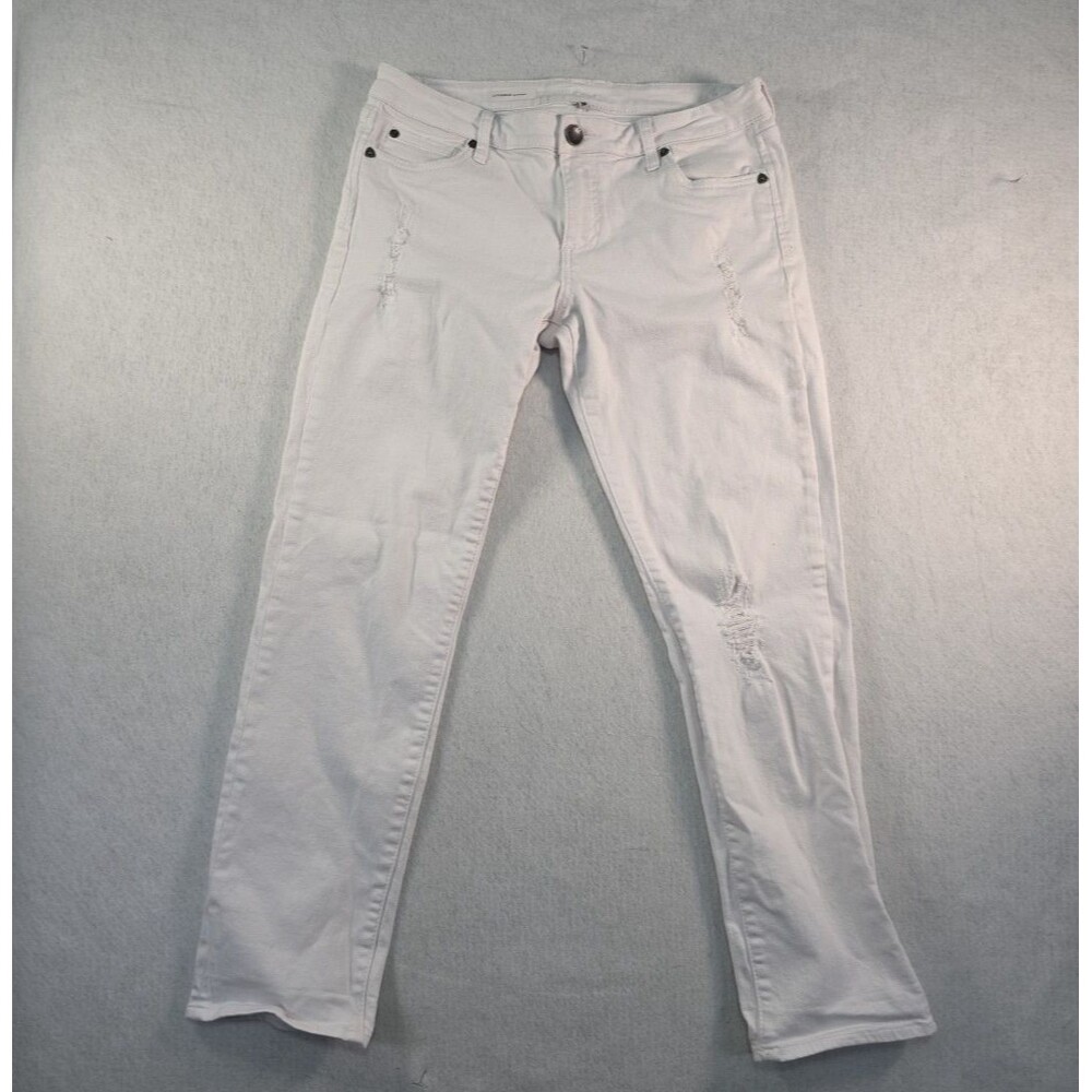KUT from the Kloth Boyfriend Catherine Jeans Women's 10 White Denim Distressed